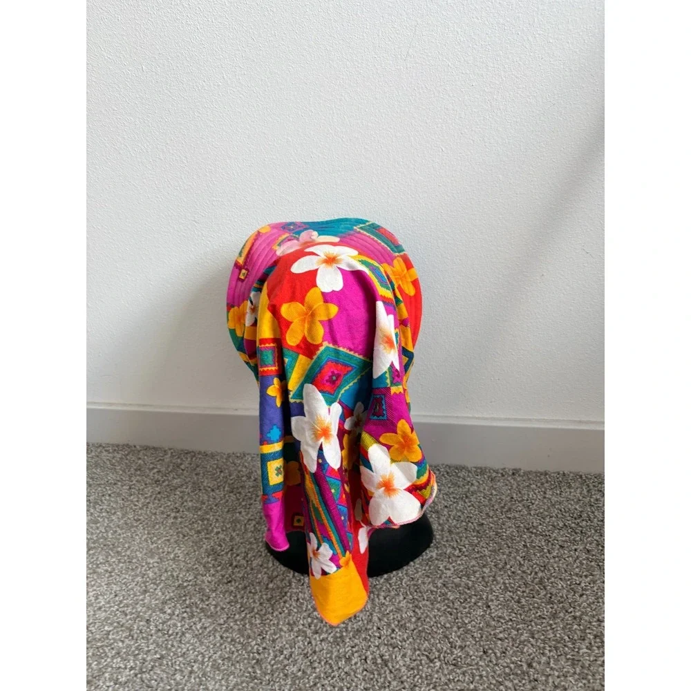 Vintage 80s/90s Visor Vibrant Scarf Hat New Wave Floral Beach Garden Market Days